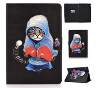 Coque Huawei Mediapad T5, Lspcase Etui Mediapad T5 10 Housse en Cuir Premium Flip Case Portefeuille Cover avec Stand Support et Carte de Slot pour Huawei Mediapad T5 10.1 Pouces Chat de Boxe