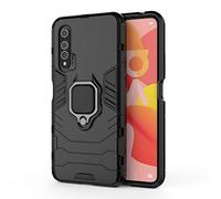 Coque Huawei Nova 6 4G, MHHQ 2 en 1 Armour Style Robuste Hybrides Double Couche Armure Defender TPU + PC Case Cover avec Support Magnétique Car Mount pour Huawei Nova 6 4G -All Black