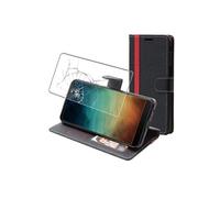 ebestStar - Coque pour Huawei P Smart 2019, Etui Portefeuille Protection, Housse Pochette PU Cuir Porte Carte, Noir/Rouge + Verre Trempé