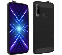 Coque Huawei P Smart Z / Honor 9X Silicone Gel Carbone Effet Métal Brossé noir