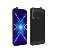 Coque Huawei P Smart Z / Honor 9X Silicone Gel Carbone Effet Métal Brossé noir