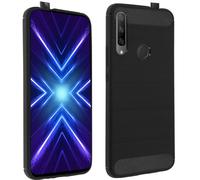 Coque Huawei P Smart Z / Honor 9X Silicone Gel Carbone Effet Métal Brossé noir