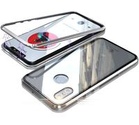 Coque Huawei P20 Lite - Cadre Métallique & Dos En Verre Trempé Transparent, Montage Aimanté, Protection Intégrale + Verre 9h Offert, Compatible Charge Sans Fil