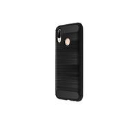 Coque Huawei P20 Lite coque silicone gel finition carbone et alu brossé Noir