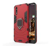 Coque Huawei P20, MHHQ 2 en 1 Armour style robuste hybrides double couche Armure Defender TPU + PC Hard coques Case Cover avec Support Magnétique Car Mount pour Huawei P20 -Red