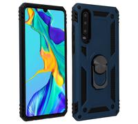 Coque Huawei P30 Bi matières Bague Support Vidéo bleu nuit