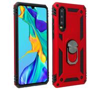 Coque Huawei P30 Bi matières Bague Support Vidéo rouge