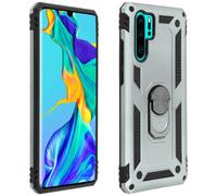 Coque Huawei P30 Pro Bi matière Rigide Souple Bague Support Vidéo Argent