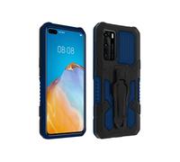 Coque Huawei P40 Antichoc Béquille et Clip Ceinture Métallique Bleu