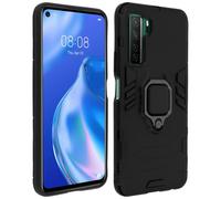 Coque Huawei P40 Lite 5G Bi-matière Bague Métallique Support Vidéo - noir