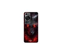 Coque Huawei P60 Loup noir feu rouge
