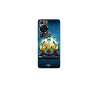 Coque Huawei P60 OM dorée brilant droit au but fond bleu