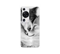 Coque Huawei P60 Pro Le Loup Et La Louve Animal Noir Et Blonc