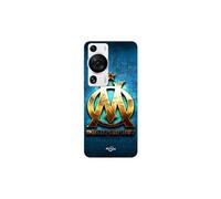 Coque Huawei P60 Pro OM dorée brilant droit au but fond bleu