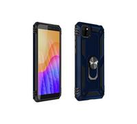 Coque Pour Huawei Y5p Antichoc bi-matière Bague Support Vidéo Bleu Nuit