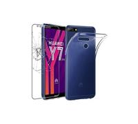 - Coque Huawei Y7 2018 Etui Housse Silicone TPU Souple Anti-Choc ULTRA FINE INVISIBLE, Transparent + Film protection écran en VERRE Trempé