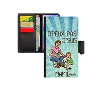 Coque humour j'peux pas j'suis mamie iPhone 12 mini 64 Go PU bleu texte telephone je cover cadeau de noel drole bd rigide mamy