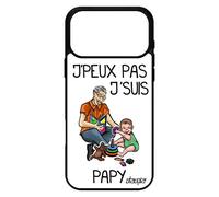 Coque humour j'peux pas j'suis papy antichoc pour iPhone 17 pro max silicone housse humoristique je papi bande dessin¿e bebe