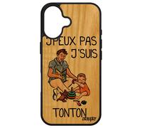 Coque Humour J'peux Pas J'suis Tonton Pour Apple Iphone 16 En Bois Veritable Silicone Mobile Drole Comique Etui Antichoc Telephone
