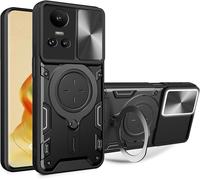 Coque Hybride 2-En-1 Pour Oppo Reno 10 / Reno 10 Pro ¿ Protection Anti-Choc Grade Militaire, Bumper Tpu+Pc, Anneau Magnétique 360° Avec Kickstand, Protection Coulissante Pour Appareil Photo, Noir