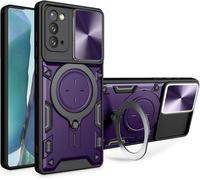 Coque Hybride 2-En-1 Pour Samsung Galaxy Note20 / Note20 5g ¿ Bumper Tpu + Armure Pc, Protection Antichoc Grade Militaire, Support/Anneau Magnétique 360° Kickstand, Protection Coulissante Caméra, Viol