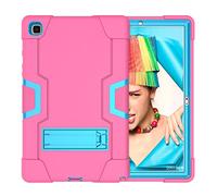 Coque Hybride à Trois Couches pour Samsung Tab A8 10,5 x200/x205 (2021) avec béquille, Station d'accueil résistante aux Chocs (Rose + Bleu)