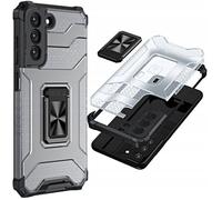Coque hybride blindée - 4KOM.PL - Samsung Galaxy S22+ - Noir - Support magnétique - TPU
