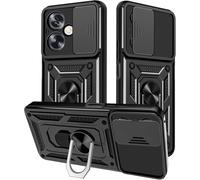 Coque Hybride Oppo A79 5g ¿ Protection Antichoc, Cache Caméra Coulissant, Anneau Support Rotatif 360° Avec Plaque Magnétique, Tpu+Pc ¿ Noir