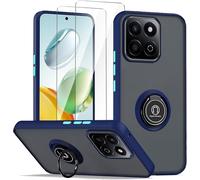 Coque Hybride Pc+Tpu Pour Honor 200 Smart 5g / Honor X7c Bleu Roi Avec Anneau Support + 2x Verre Trempé 9h Antichoc Anti-Rayures