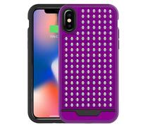 Coque Hybride pour iPhone X Rigide et Antichoc à Relief Diamanté Violet