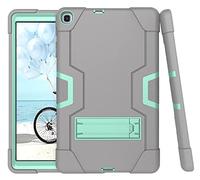 Coque Hybride Rigide Durable avec béquille pour Samsung Tabs6 Lite10.4 (2020) (SH-P610/P615)/Tab S6 Lite 10.4 P613/P619 2022 (Gris + Turquoise) a
