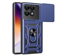 Coque Hybride Tpu Pc Pour Xiaomi Poco F6 Pro Avec Couverture De Caméra Coulissante, Bleu