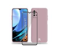 Coque et étui téléphone mobile Ibroz coque silicone rose + verre trempé 9h pour xiaomi redmi 9t