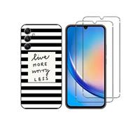 Coque imprimée et 2 protections écran verre trempé pour Samsung Galaxy A34 5G- Trait Noir Gel TPU Souple Résistante