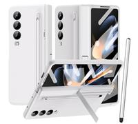 Coque intégral pour Galaxy Z Fold 3, Protection d'écran intégrée, Protection des charnières, Étui pour Samsung Galaxy Z Fold3 avec Stylet et Porte-Stylet-Blanc