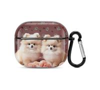 Coque intégrale antichoc pour écouteurs Bluetooth Poméranians Puppies and Point - Coque rigide - Prend en charge le chargement sans fil avec porte-clés - Cadeau personnalisé pour AirPods 3