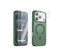 Coque intégrale iPhone 17 Pro MagSafe - Pack 2 Verres Trempés et 2 Protection Caméra - Vert foncé