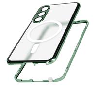 Coque Intégrale MagSafe pour Samsung S24 Dos Rigide Verre Trempé Vert sapin