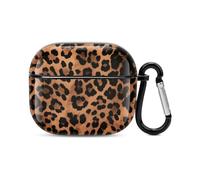 Coque intégrale pour écouteurs Bluetooth à motif léopard - Protection intégrale contre les chocs - Coque rigide - Prend en charge le chargement sans fil avec porte-clés - Cadeau personnalisé pour