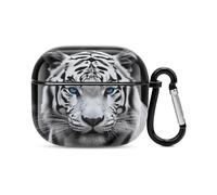 Coque intégrale pour écouteurs Bluetooth aux yeux bleus - Protection intégrale contre les chocs - Coque rigide - Prend en charge le chargement sans fil avec porte-clés - Cadeau personnalisé pour