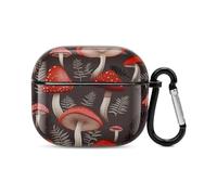 Coque intégrale pour écouteurs Bluetooth Champignons rouges - Protection intégrale contre les chocs - Coque rigide avec chargeur sans fil avec porte-clés - Cadeau personnalisé pour AirPods 3
