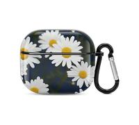 Coque intégrale pour écouteurs Bluetooth Motif fleurs et marguerites Coque de protection antichoc rigide avec chargeur sans fil avec porte-clés Cadeau personnalisé pour AirPods 3