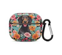 Coque intégrale pour écouteurs Bluetooth motif floral - Protection intégrale contre les chocs - Coque rigide - Prend en charge le chargement sans fil avec porte-clés - Cadeau personnalisé pour AirPods
