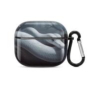 Coque intégrale pour écouteurs Bluetooth serpent blanc - Protection intégrale contre les chocs - Coque rigide avec chargeur sans fil avec porte-clés - Cadeau personnalisé pour AirPods 3