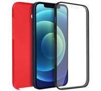 Coque Intégrale pour iPhone 12 Mini Protection Arrière Rigide et Avant Souple Rouge