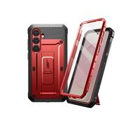 Supcase Coque intégrale pour Samsung Galaxy S25 – Antichoc avec béquille et support, rouge