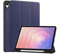 Coque Intelligente à Trois Volets, Compatible avec Samsung Galaxy Tab S11, 11 Pouces SM-X730/X736B 2025, Dos en TPU Souple avec étui Porte-Stylo(Dark Blue)