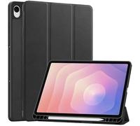 Coque Intelligente à Trois Volets, Compatible avec Samsung Galaxy Tab S11, 11 Pouces SM-X730/X736B 2025, Dos en TPU Souple avec étui Porte-Stylo(Black)