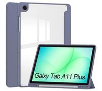 Coque Intelligente for Samsung Galaxy Tab A11 Plus, 11 Pouces, 2025, avec Porte-Stylo, étui arrière Rigide en Acrylique Transparent for Tablette(Lavender)
