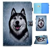 Coque iPad 10.2, Lspcase iPad 7 Génération 2019 Housse en Cuir Premium Flip Case Portefeuille Etui avec Fonction de Dormir/Réveiller Auto pour Apple iPad 10.2 Pollice 2019 Chien Husky